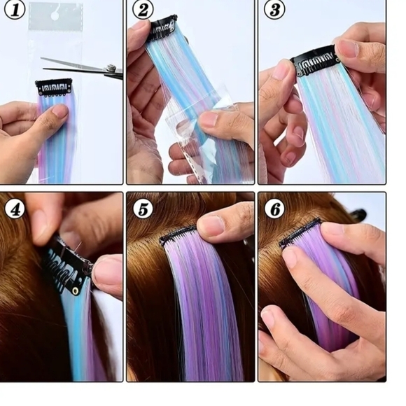 New 10 Pc Of Four Color Mixed Piece Extension Hair Pieces Highlighting Wigs … - Picture 4 of 4